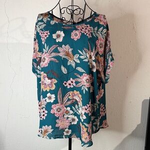 Maurice’s 1X Women's Top Floral Teal NWT